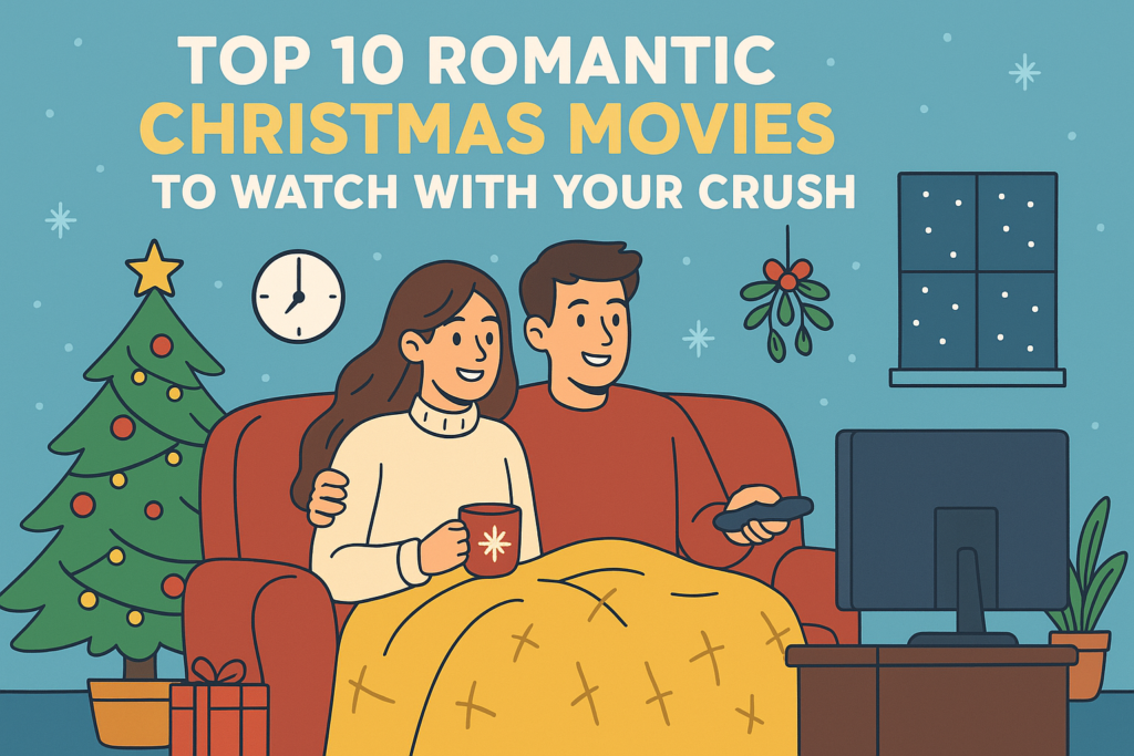 Romantic Christmas movie scene from a holiday love story