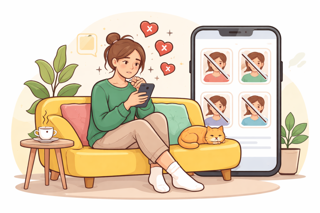 dating apps for people who hate swiping minimalist illustration