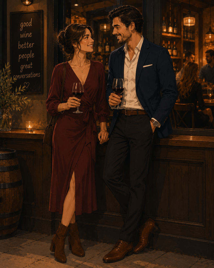 What to wear on a first date — polished evening outfit for a bar or restaurant date
