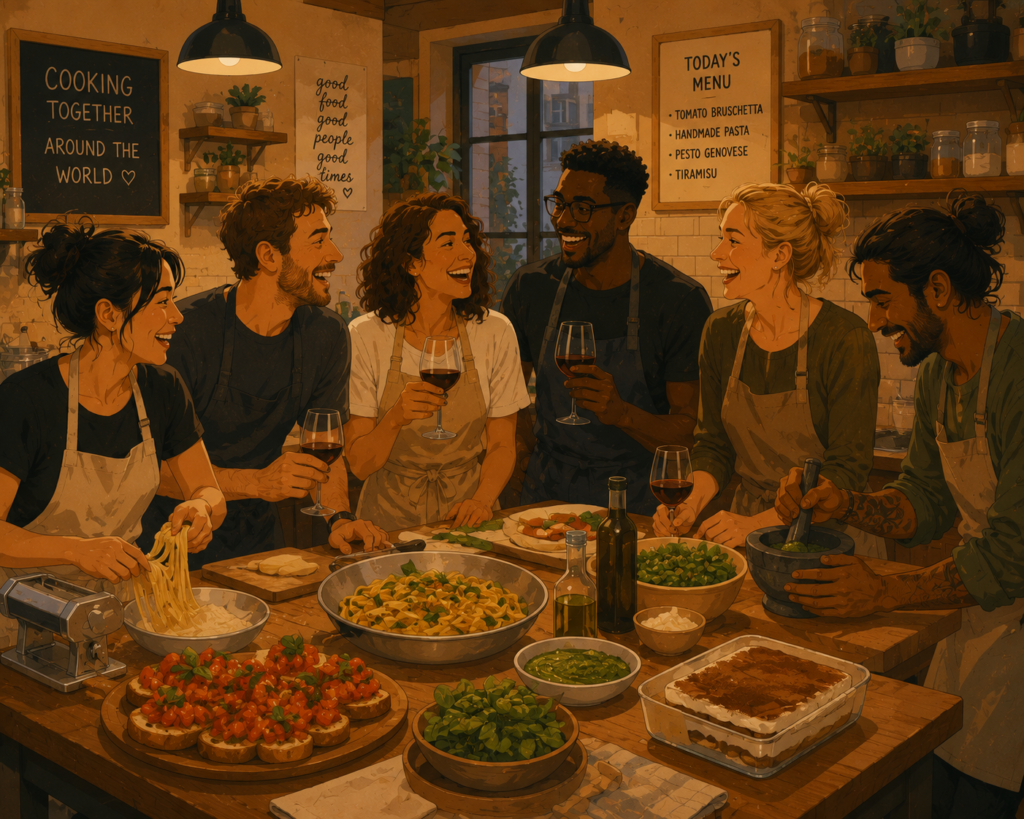 Meeting people while traveling solo — cooking classes and activity tours create the strongest travel connections